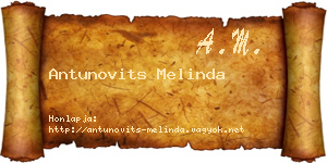 Antunovits Melinda névjegykártya